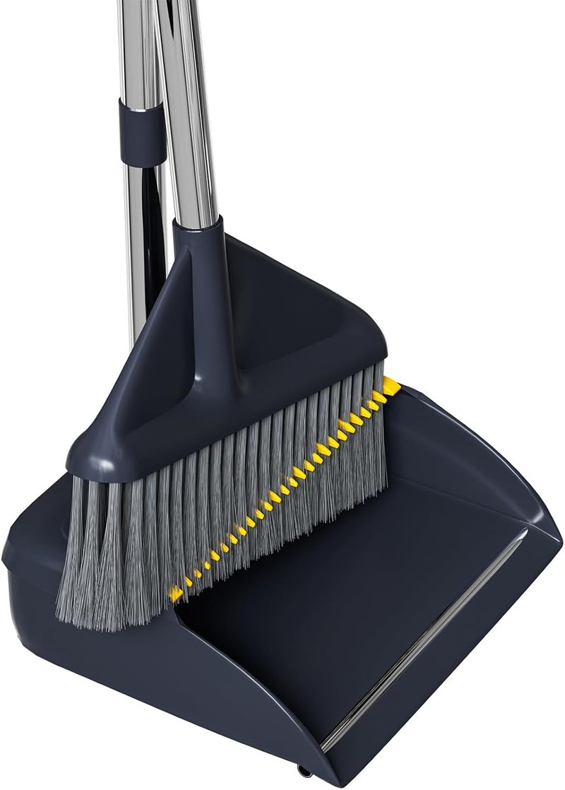 MOPUP Broom and Dustpan Set, 52 inch Long Adjustable Handle Broom with Dustpan Teeth to Self-Cleaning Clean Hair Suitable for Home Kitchen Office - Image 1